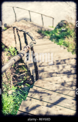 Wooden stairs footpath Stock Photo