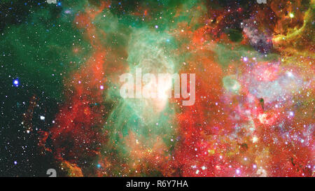 Nebula and galaxies in dark space. Elements of this image furnished by NASA. Stock Photo