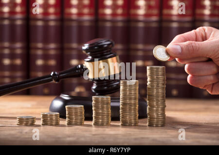 Close-up Of Human Hand Placing A Coin Stock Photo