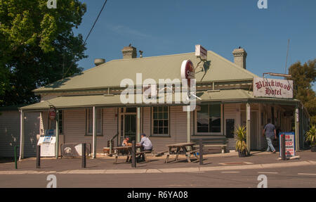 Historic country pub at Blackwood, a small town in the Central Goldfields of Victoria, Australia Stock Photo