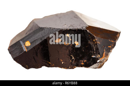 crystal of Cassiterite (Tin ore) stone isolated Stock Photo