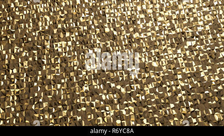 Abstract 3d rendering of gold surface. Futuristic background with lines and low poly shape. Stock Photo