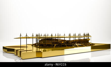 golden 3d rendering of a stadium inside a studio Stock Photo