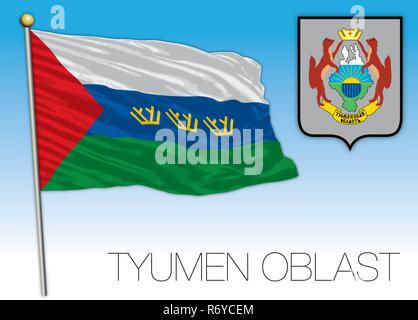 Tyumen oblast flag, Russian Federation, vector illustration Stock Vector