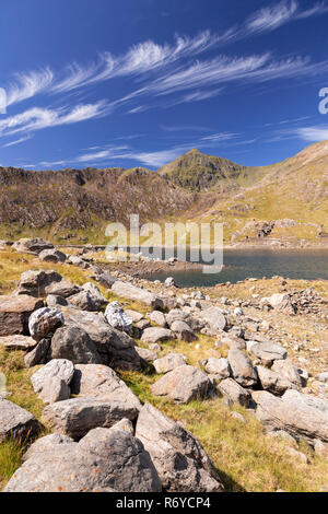 Llyn Llydaw and Snowdon mountain, Snowdonia, North Wales Stock Photo