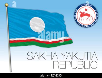 Sakha Yakutia Republic flag, Russian Federation, vector illustration Stock Vector