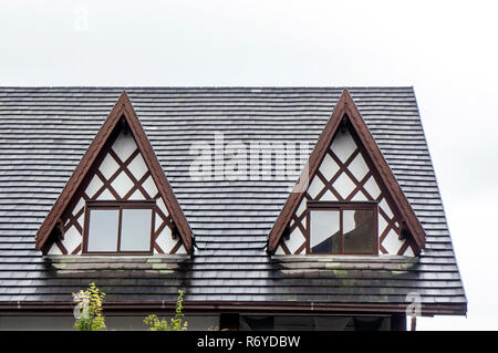 colonial swiss  architecture building day city campos do jordao Brazil roof Stock Photo