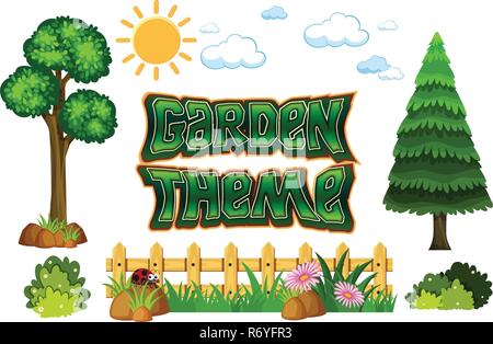 Set of garden theme illustration Stock Vector