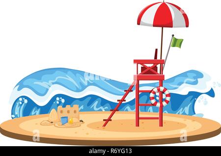 Isolated beach on white background illustration Stock Vector
