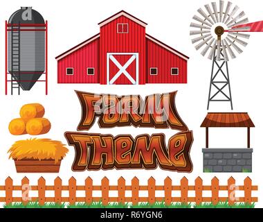 Set of farm scene illustration Stock Vector