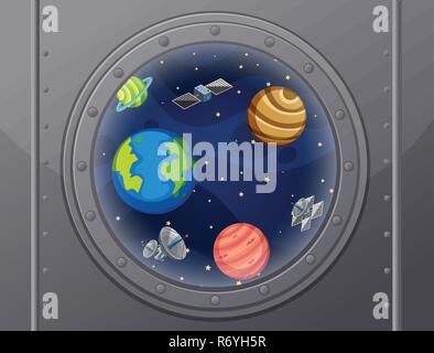Space view from the ship illustration Stock Vector