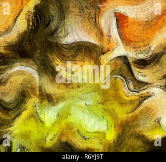 Yellow Abstract Painting. 3D rendering Stock Photo