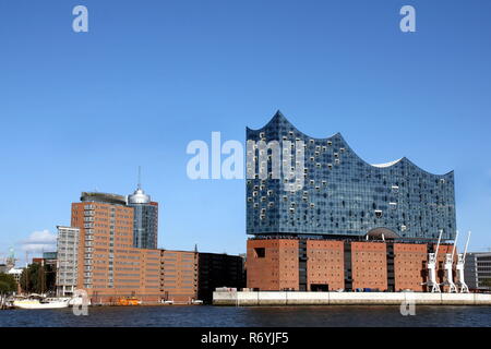 elbphilharmonie in hamburg on october 1,2017 with part of the hafencity Stock Photo