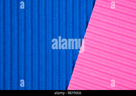 Blue and pink corrugated paper texture, use for background. vivid colour with copy space for add text or object. Stock Photo