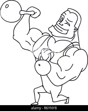 Cartoon Character Muscle man with Kettlebells. Vector Stock Vector ...