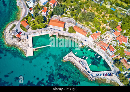 Adriatic village of Mlini waterfront aerial view Stock Photo