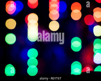 Colour blurred bokeh neon lights Stock Photo