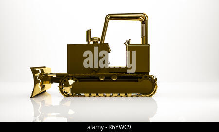 golden 3d rendering of a construction truck inside a studio Stock Photo