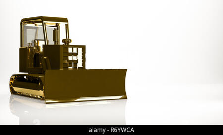 golden 3d rendering of a construction truck inside a studio Stock Photo