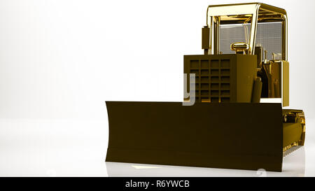 golden 3d rendering of a construction truck inside a studio Stock Photo