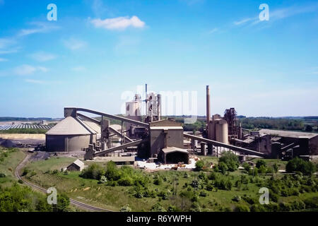 Large cement plant. The production of cement on an industrial scale in the factory Stock Photo