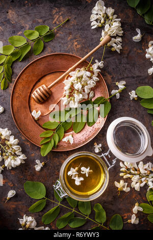 Acacia honey in jar Stock Photo