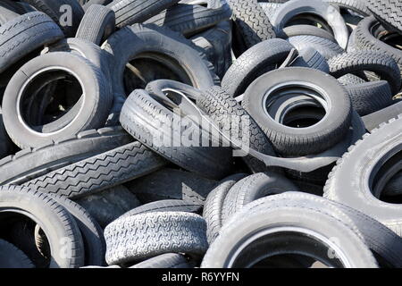 landfill with used tires Stock Photo