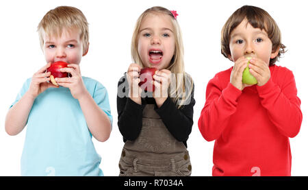 group children apple fruit fruits eat autumn healthy food isolated cropped Stock Photo
