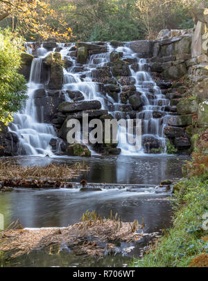 The Ornamental Cascade waterfall in Virginia Water, Surrey, United Kingdom Stock Photo