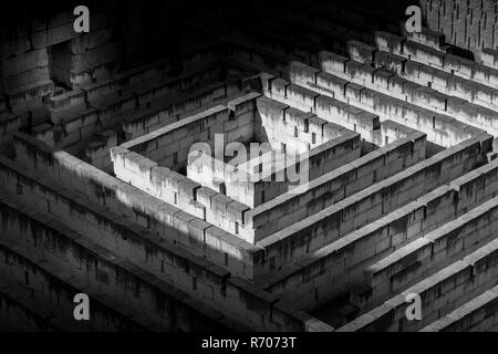 Labyrinth made of stone: conceptual for question, freedom and journey Stock Photo