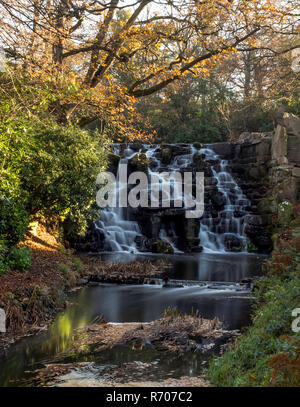 The Ornamental Cascade waterfall in Virginia Water, Surrey, United Kingdom Stock Photo