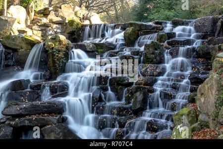 The Ornamental Cascade waterfall in Virginia Water, Surrey, United Kingdom Stock Photo