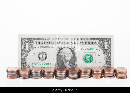 One hundred pennies make a dollar Stock Photo