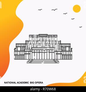 Travel NATIONAL ACADEMIC; BIG OPERA Poster Template Stock Vector