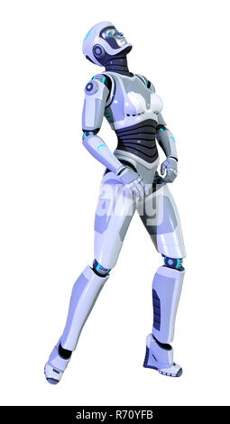 3D Rendering Female Robot on White Stock Photo