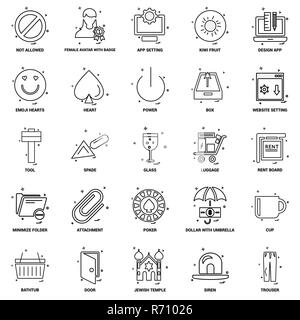 25 Business Concept Mix Line Icon set Stock Vector