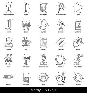 25 Business Concept Mix Line Icon set Stock Vector