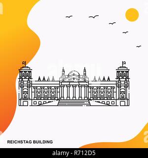 Travel REICHSTAG BUILDING Poster Template Stock Vector