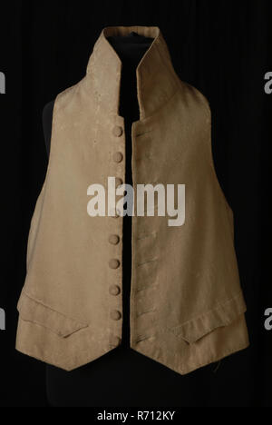 Mens vest made of natural colored wool with one row of nine