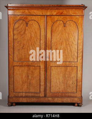 Linen Cabinet Veneered With Mahogany In Early Historical Style