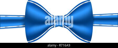 Blue bow tie with white frame stitching