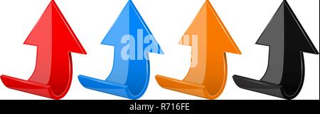 Arrows. Colored moving up 3d icons Stock Vector