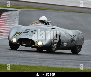 Derek Hood, Chris Ward, Cooper Jaguar T33, UBH 292, RAC Woodcote Trophy, Silverstone Classic 2015, Chris McEvoy, circuit racing, cjm-photography, clas Stock Photo