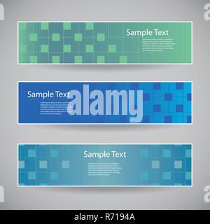 Set of Three Colorful Headers or Banners with Abstract Design in Freely Scalable and Editable Vector Format Stock Vector
