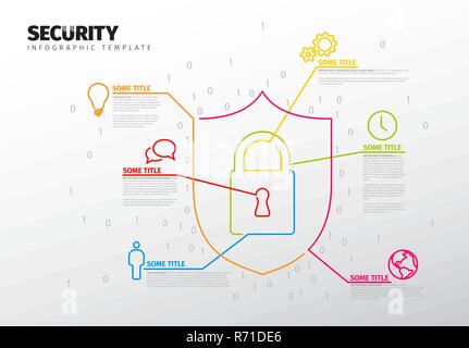Vector security Infographic report template made from lines and icons Stock Vector