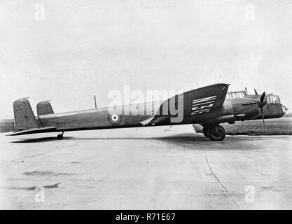 A British Royal Air Force Armstrong Whitworth Whitley Mark V bomber, registration N1345. Following the outbreak of war in September 1939, the Whitley participated in the first RAF bombing raid upon German territory and remained an integral part of the early British bomber offensive. It was retired in 1945 following the end of the war. Stock Photo