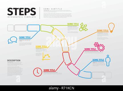 Thin line infographics template with steps / progress / timeline Stock Vector