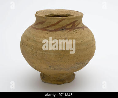 Small Pottery Cooking Pot Decorated With Yellow Strings On Three