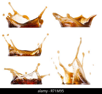 Splashes of cola set isolated on white background Stock Photo