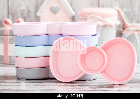 Silicone Serving Plates with Three Sections on White Stock Photo
